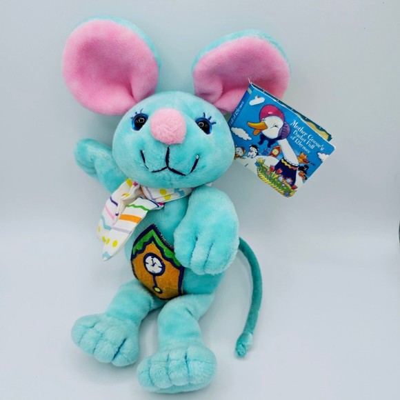 Mother Goose Mouse Plush 11" VTG Hickory Dickory Dock Clock 1999 Nursery Rhyme - Picture 1 of 6
